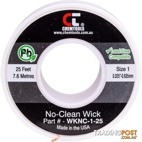 SWNC1L 0.8MM X 7.5M SODER WICK BRAID CHEMTOOLS #1 WHITE NO CLEAN