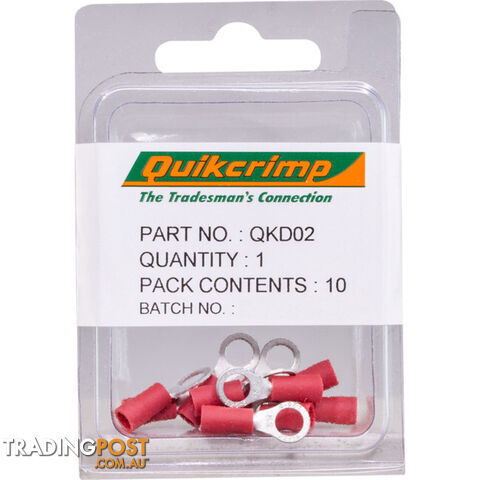QKD02 RT1.25-4 / 10PK RING TERMINALS QUICKCRIMP
