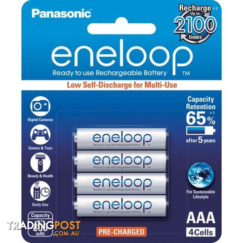 BK4MCCE4BA 4 PACK AAA ENELOOP BATTERIES RECHARGEABLE LSD PANASONIC