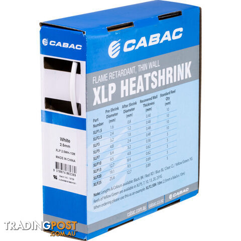 HS2.4WHT-10M 2.4MM X 10M HEAT SHRINK BOX WHITE