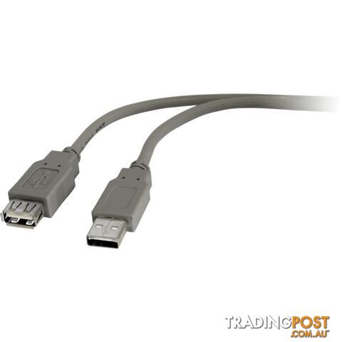 LC7190 2M USB-A PLUG TO USB-A SOCKET EXTENSION LEAD USB2.0 - GREY