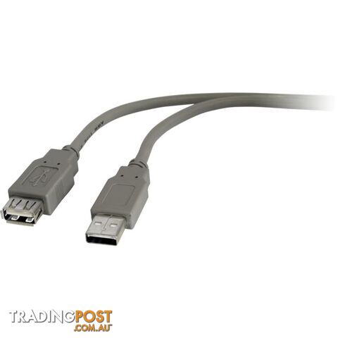 LC7190 2M USB-A PLUG TO USB-A SOCKET EXTENSION LEAD USB2.0 - GREY