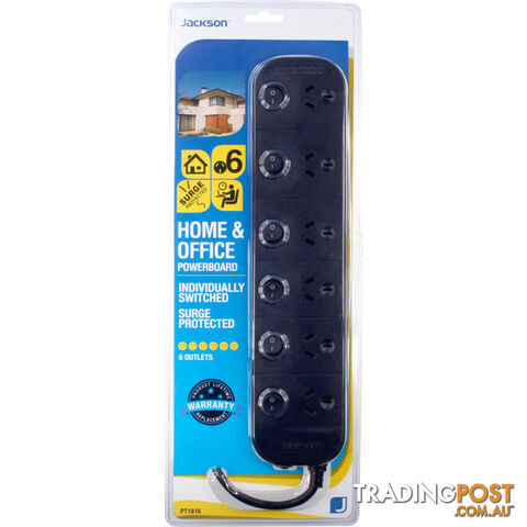 PT1816 6 OUTLET SWITCHED POWERBOARD SURGE PROTECTED JACKSON - photo 2 of 2