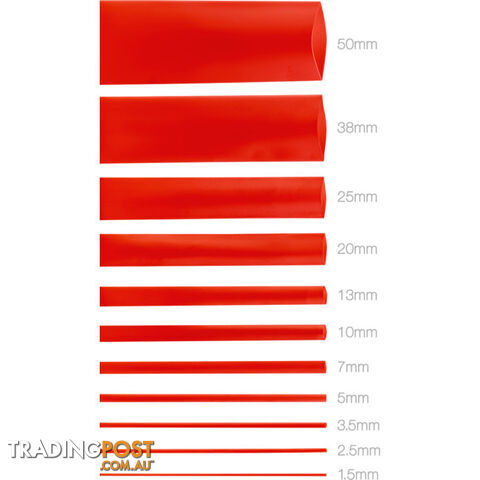 HS1.5RED 1.5MMX1.2M HEAT SHRINK - RED HSRD135