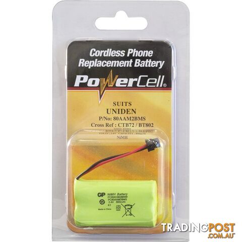 CTB72 2.4V NIMH 800MAH BATTERY SUITS UNIDEN CORDLESS PHONE