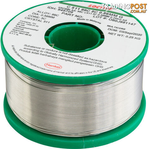 LF0.56-250G 0.56MM LEAD FREE SOLDER 250G 99% TIN, 1% COPPER - MULTICORE
