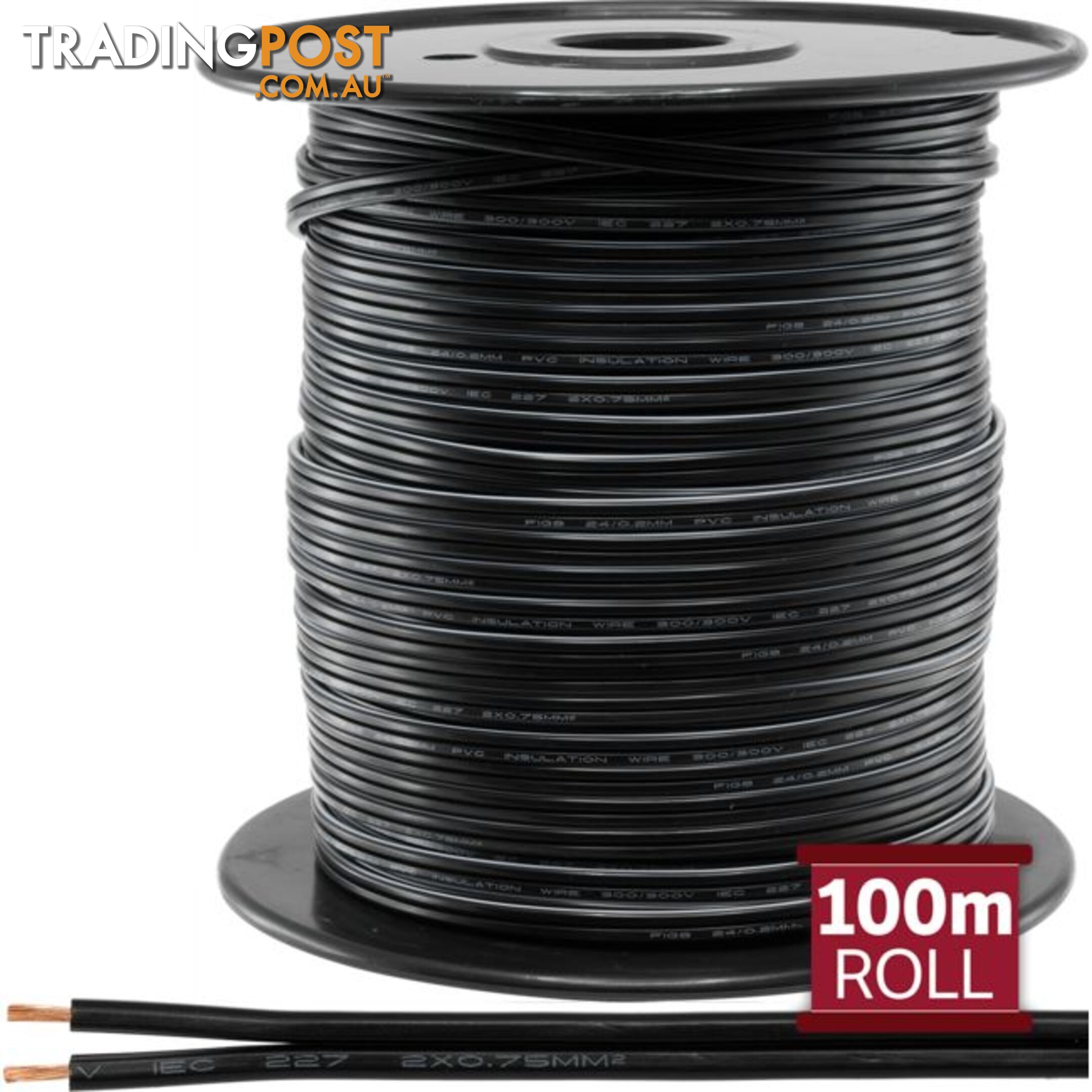 2X24-.2PB-100M BLACK TWIN POWER CABLE-100M - PER REEL FIGURE 8