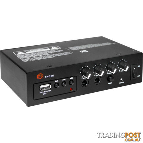 PA20M 20W DC12V CLASS D AMPLIFIER MP3 SIREN 2XMIC AUX IN SHOW