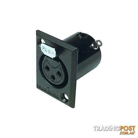 PD5367 3 PIN PANEL XLR SOCKET METAL BLACK RECTANGULAR