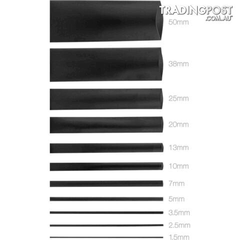 HS20BLK 20MMX1.2M HEAT SHRINK - BLACK HSBK135