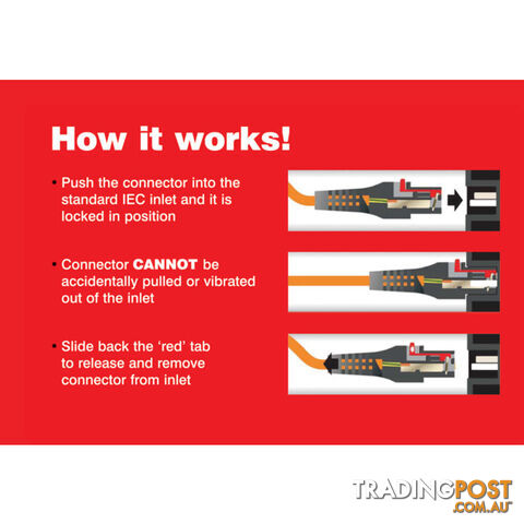 K9-2MLK 2M IEC LOCKING POWER LEAD BLACK IEC-C13 - photo 2 of 2