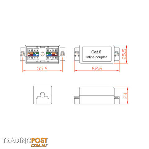 PDCAT6J CAT6 INLINE COUPLER PUNCH DOWN CAT6 JOINER