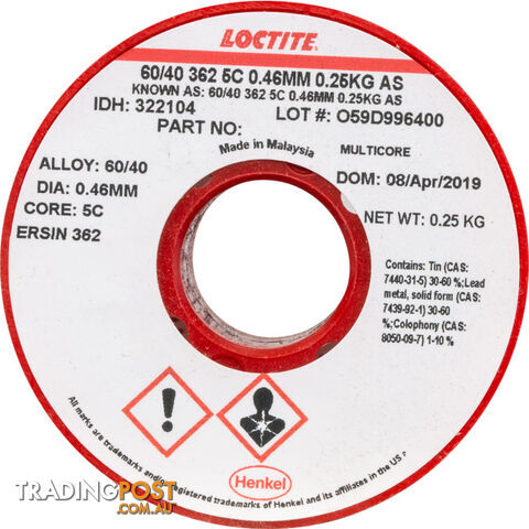MC076 60/40 250G 0.46MM SOLDER 60% TIN, 40% LEAD - MULTICORE - photo 2 of 2
