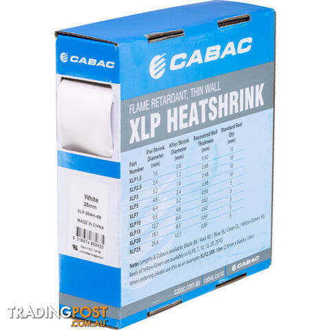 HS25.4WHT-5M 25.4MM X 5M HEAT SHRINK BOX WHITE