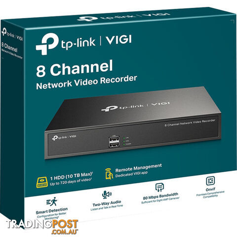 NVR1008H 8CH NETWORK VIDEO RECORDER VIGI - HDD NOT INCLUDED