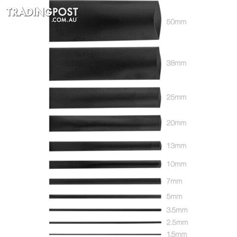 HS10BLK 10MMX1.2M HEAT SHRINK - BLACK HSBK135