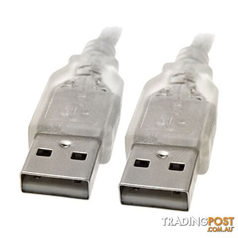 LC7193 USB-A PLUG TO USB-A PLUG - 3M LEAD USB2.0 - TRANSPARENT
