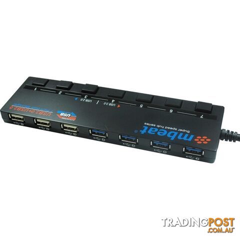 USBM43HUB 7 PORT USB 3.0 & 2.0 HUB WITH INDIVIDUAL SWITCH MBEAT