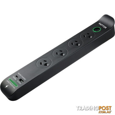 RAP4 RAPTOR 4 WAY SURGE PROTECTED POWERBOARD 30W PD USB-C 30W QC USB-A - photo 2 of 4