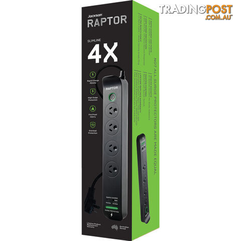 RAP4 RAPTOR 4 WAY SURGE PROTECTED POWERBOARD 30W PD USB-C 30W QC USB-A - photo 4 of 4