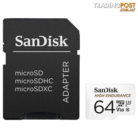 MSD64HE 64G MICRO SD CARD HIGH ENDURANCE 100MB SD ADAPTER - photo 3 of 4