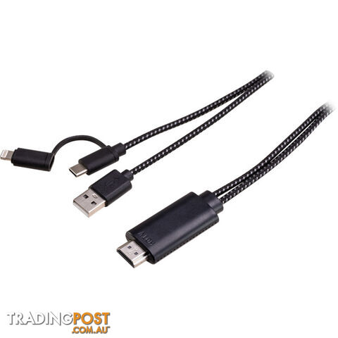 C8P2HDMI TYPE-C LIGHTNING TO HDMI LEAD 1.8M 8 PIN AND TYPE C 2 IN 1
