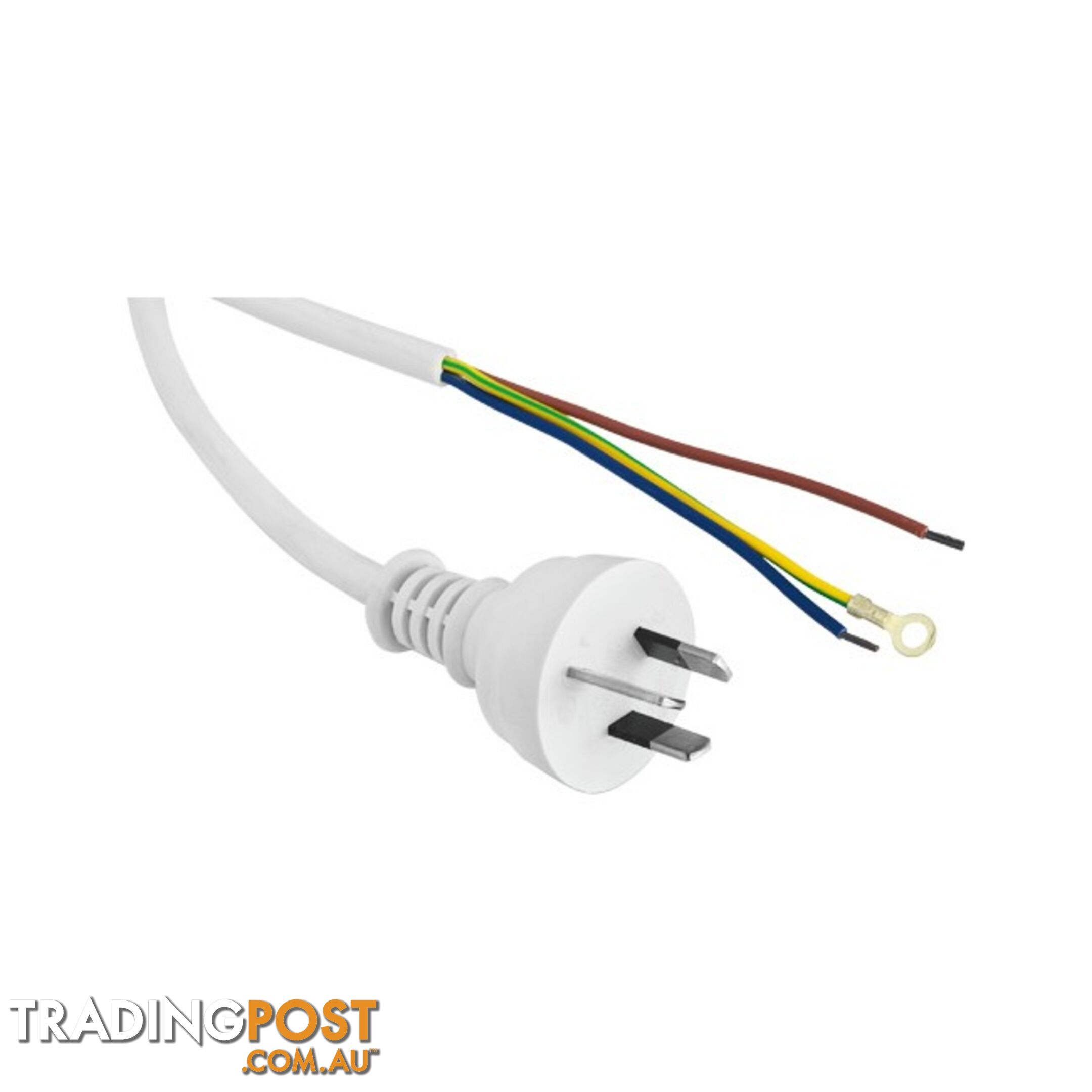 23PW 2M 7.5A 3 CORE MAINS LEAD BARE WIRE POWER LEAD WHITE