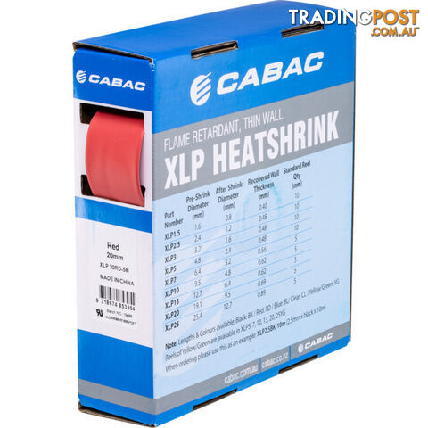 HS19.1RED-5M 19.1MM X 5M HEAT SHRINK BOX RED