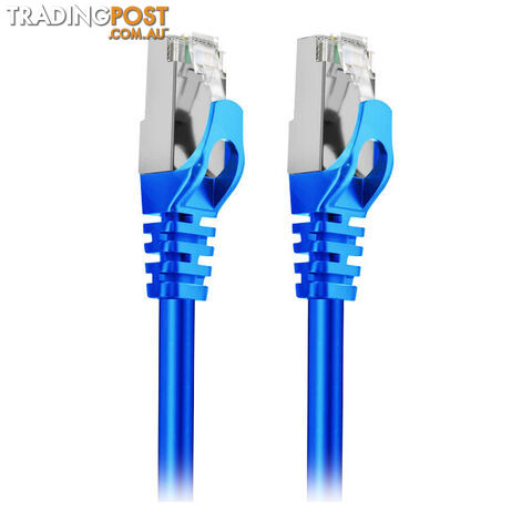 LC8000 30CM CAT7 10GBE ETHERNET CABLE BLUE TRIPLE SHIELDING