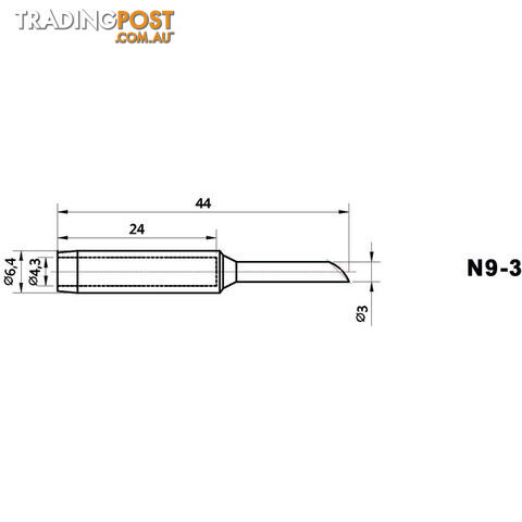 N93 3.0MM BEVEL TIP ZD8916 ZD418 REPLACEMENT SOLDERING TIP - photo 2 of 2