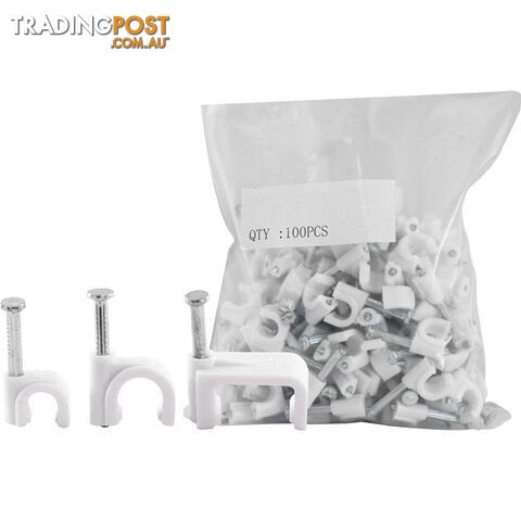 6RCCW 6MM CABLE CLIP TO SUIT RG59 CABLE ROUND WHITE 100PACK