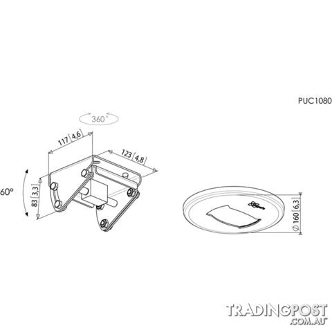 PUC1080 FLAT AND INCLINED CEILING PLATE MULTI DIRECTIONAL MAX 60 DEG - photo 3 of 3