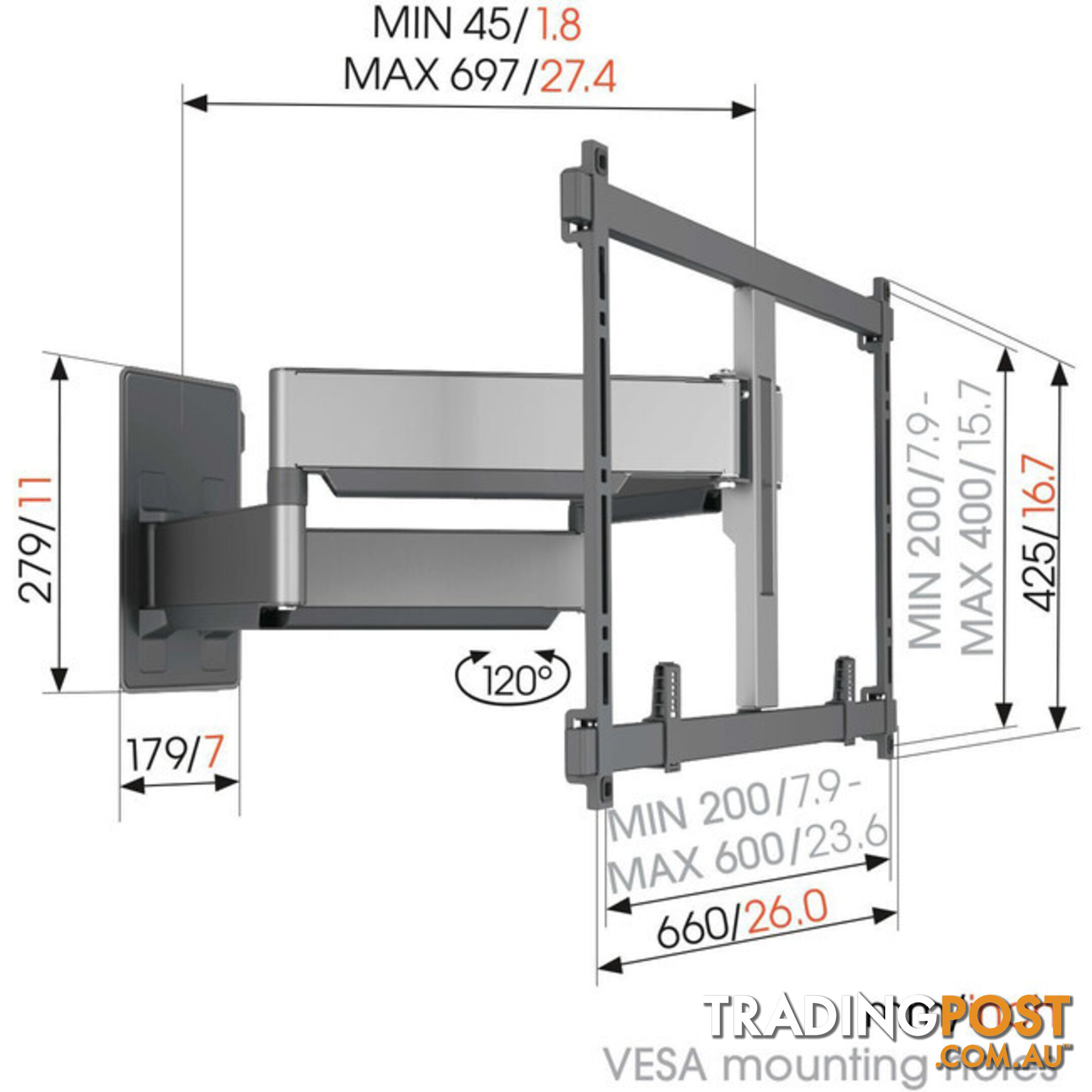 TVM5855 ELITE SERIES 55"-100" 75KG WALL MOUNT EXTRA LARGE - HEAVY DUTY