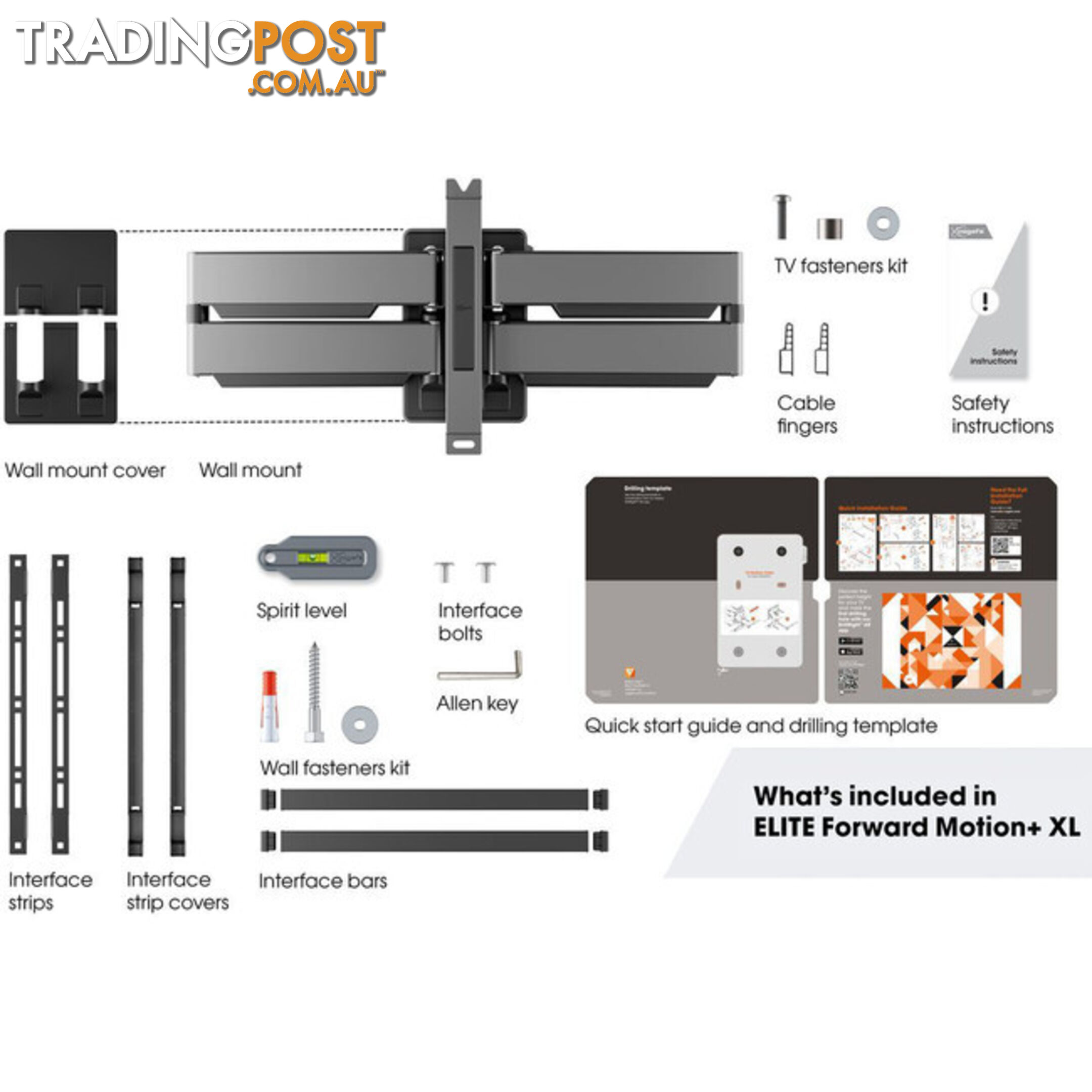 TVM5855 ELITE SERIES 55"-100" 75KG WALL MOUNT EXTRA LARGE - HEAVY DUTY