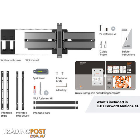 TVM5855 ELITE SERIES 55"-100" 75KG WALL MOUNT EXTRA LARGE - HEAVY DUTY