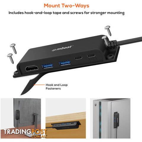 HUBE05 MOUNTABLE 5 PORT USB-C HUB 4K HDMI 60W PD CHARGING - photo 5 of 7
