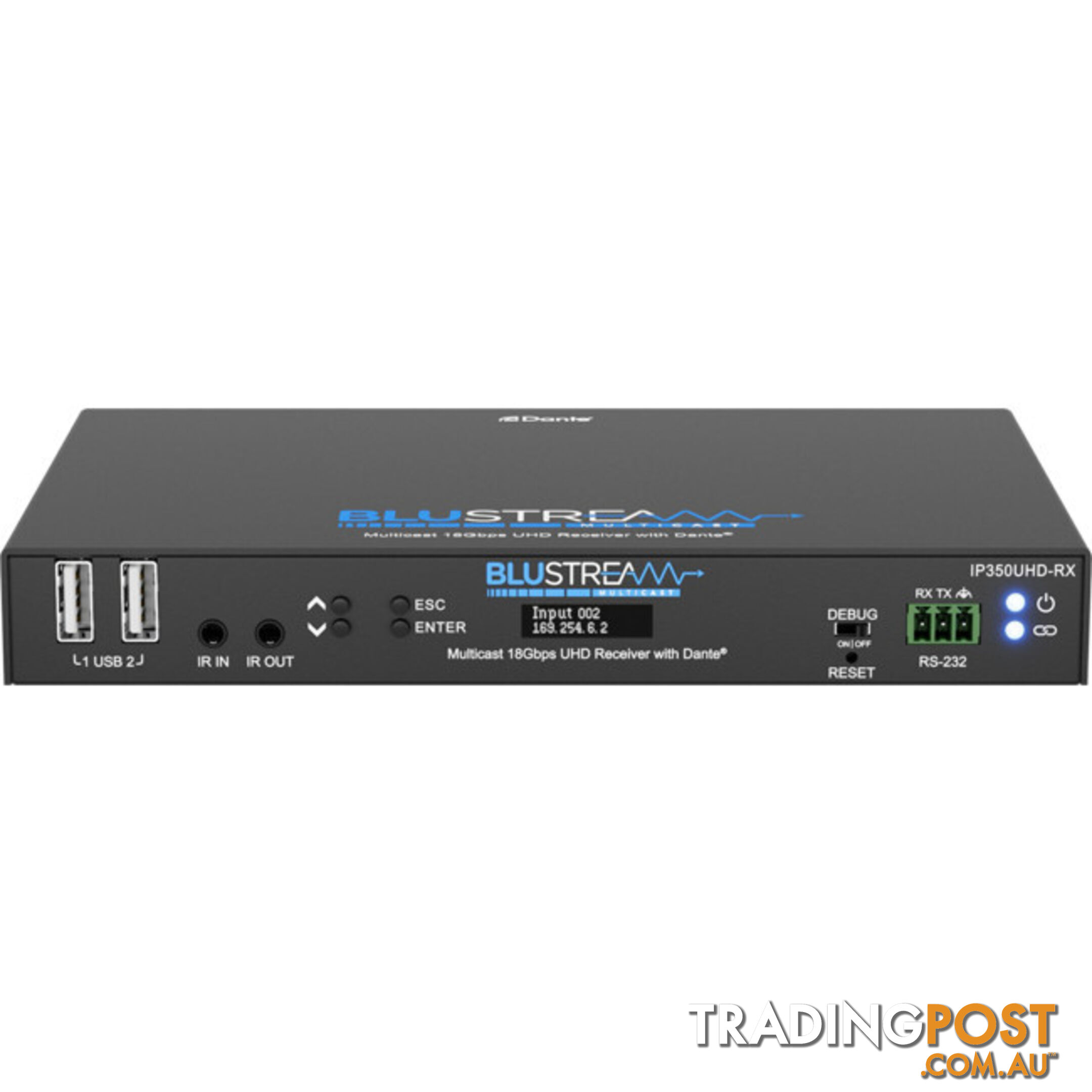 IP350UHDRX IP MULTICAST UHD 18GBPS VIDEO RECEIVER OVER 1GB 2CH DANTE AUDIO-BUILT-IN VIDEO SCALER-POE- HDCP2.2