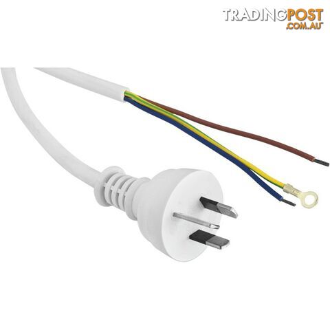 53PW 5M 7.5A 3 CORE MAINS LEAD BARE WIRE POWER LEAD WHITE