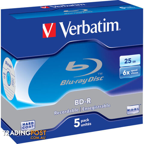 VBD-5P BLU-RAY BD-R 25GB 5 PACK JEWEL CASE 6X