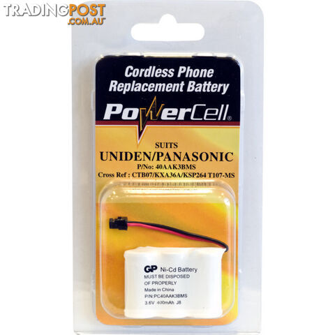 CTB07 3.6V NICAD 400MAH BATTERY SUITS PANASONIC / UNIDEN PHONE