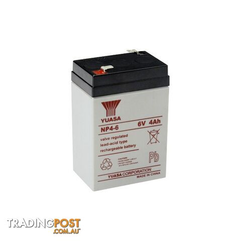 NP4-6 6V 4AMP YUASA SLA BATTERY SEALED LEAD ACID - NP SERIES - photo 2 of 2