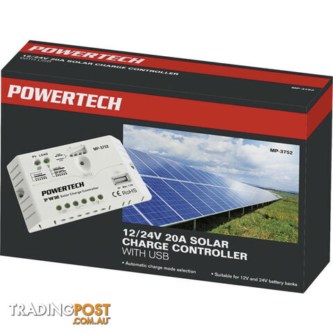 MP3752 12V 24V 20A SOLAR CONTROLLER USB PWM - photo 2 of 2