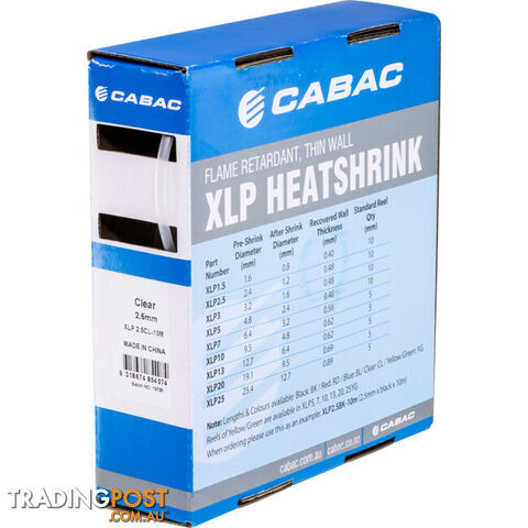 HS2.4CLR-10M 2.4MM X 10M HEAT SHRINK BOX CLEAR