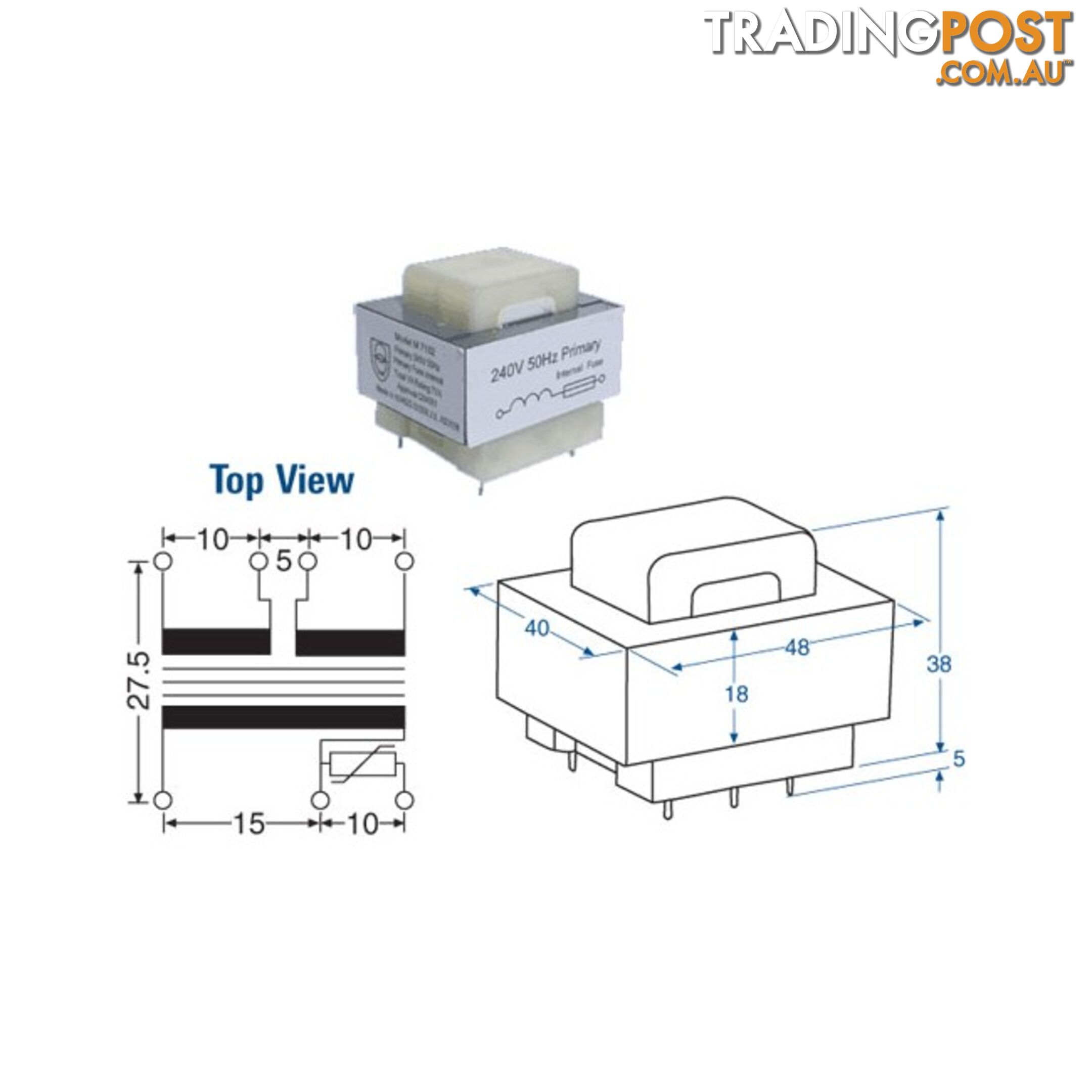 M7118A 9V+ 9V 7VA PCB TRANSFORMER 18V