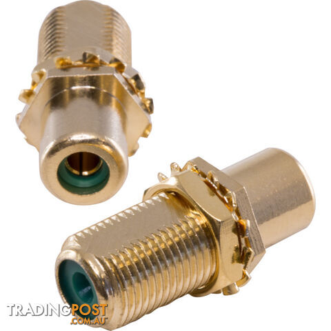 KPARCFG GOLD 'F' SOCKET TO RCA SOCKET GREEN JOINER - KORDZ - photo 1 of 1