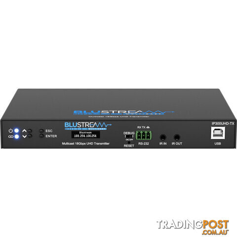 IP300UHDTX IP MULTICAST UHD 18GBPS VIDEO TRANSMITTER OVER 1GB IR, RS-232 & USB / KVM, POE- HDCP2.2
