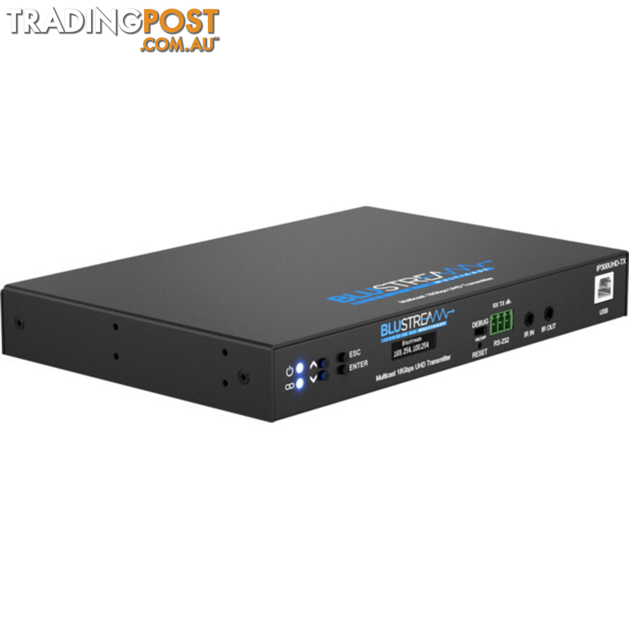 IP300UHDTX IP MULTICAST UHD 18GBPS VIDEO TRANSMITTER OVER 1GB IR, RS-232 & USB / KVM, POE- HDCP2.2