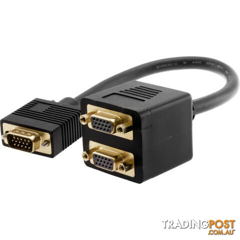 LC6090 VGA PLUG TO 2X VGA SOCKET 30CM LEAD VGA SPLITTER 'Y' ADAPTOR