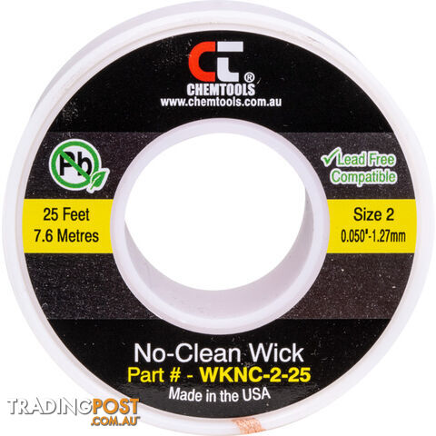 SWNC2L 1.5MM X 7.5M SODER WICK BRAID CHEMTOOLS #2 YELLOW NO CLEAN