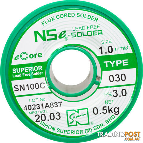 LF1.0SN100C.5K 1.0MM LEAD FREE SOLDER 500G NIHON SUPERIOR SN100C - photo 2 of 2
